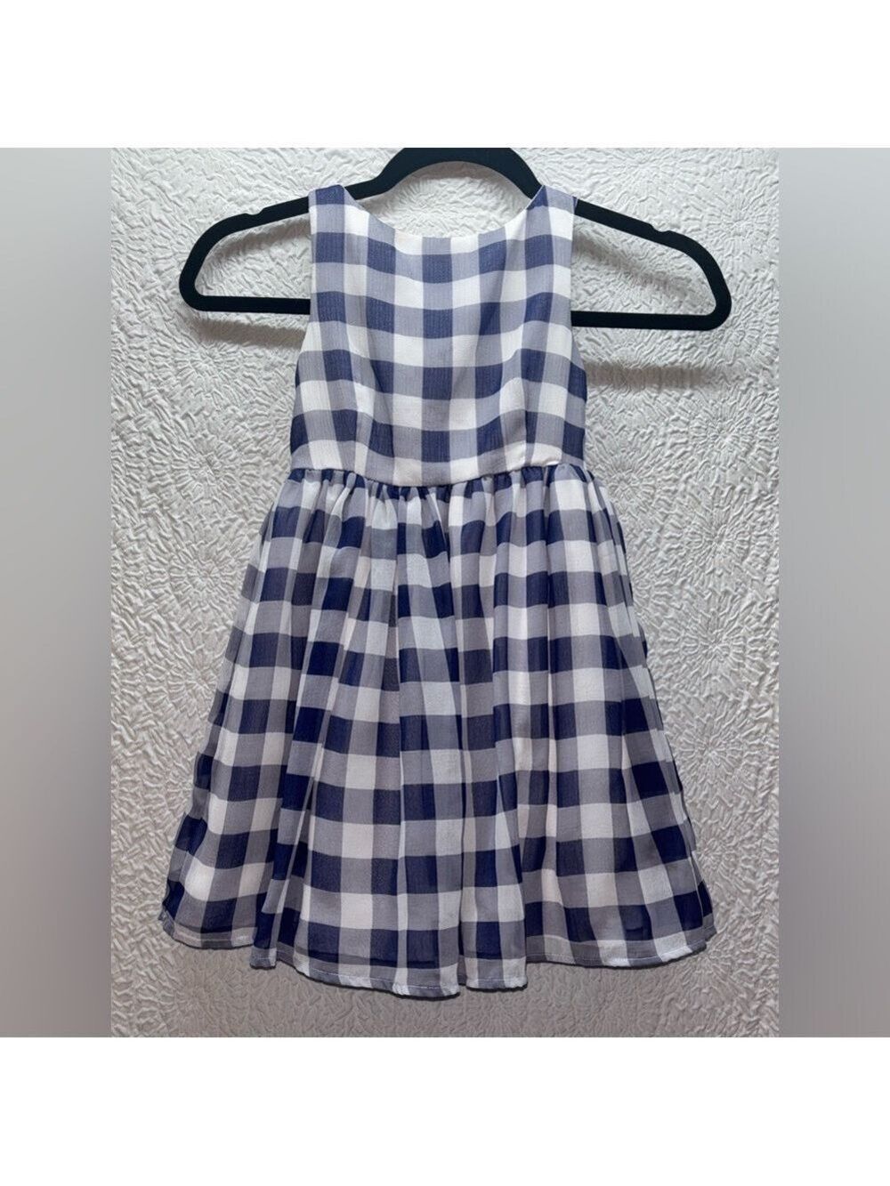 Pippa & Julie Girl’s Crinkle Gingham Pattern Fit & Flare Sleeveless Dress